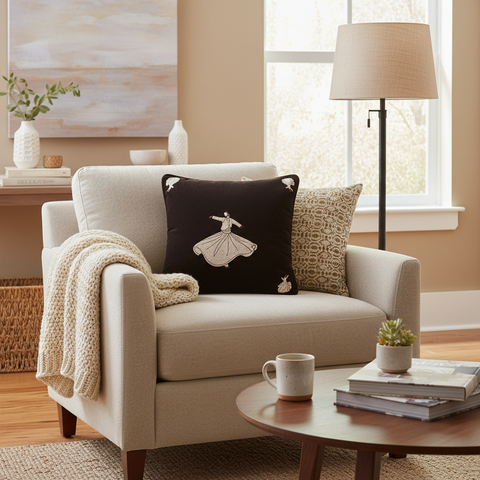 Eclectic Gilchris Hand Embroidered Italian Velvet Pillow