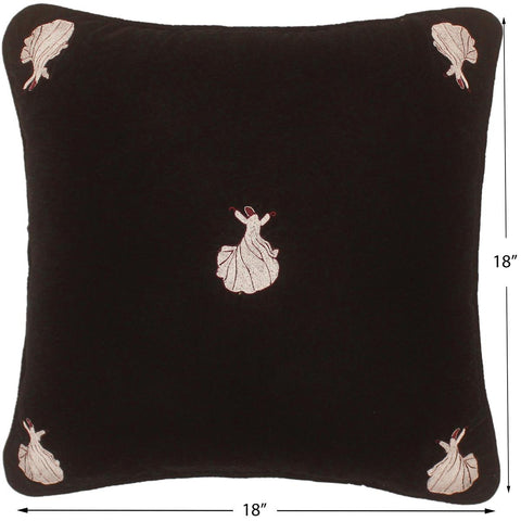 handmade  Pillow Black Maroon Hand-Woven SQUARE VELVET EMBR pillow