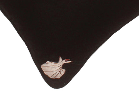 handmade  Pillow Black Maroon Hand-Woven SQUARE VELVET EMBR pillow