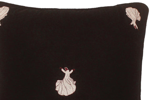 handmade  Pillow Black Maroon Hand-Woven SQUARE VELVET EMBR pillow