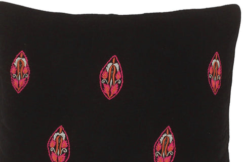 handmade  Pillow Black Pink Hand-Woven SQUARE VELVET EMBR pillow