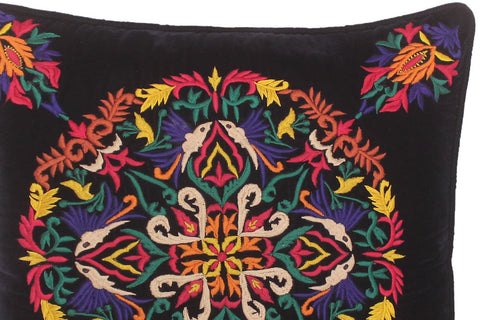 handmade  Pillow Blue Red Hand-Woven SQUARE VELVET EMBR pillow