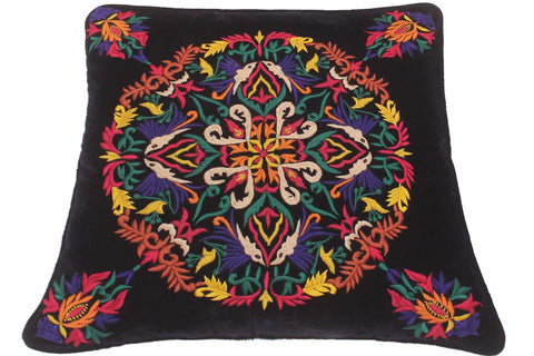 handmade  Pillow Blue Red Hand-Woven SQUARE VELVET EMBR pillow