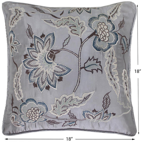 handmade Pillow Gray Blue Handmade square embroided silk pillow