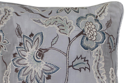 handmade Pillow Gray Blue Handmade square embroided silk pillow