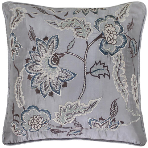 handmade Pillow Gray Blue Handmade square embroided silk pillow