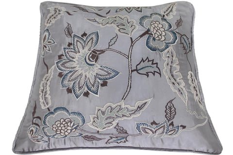 handmade Pillow Gray Blue Handmade square embroided silk pillow