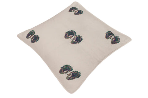 handmade  Pillow Ivory Blue Hand-Woven SQUARE VELVET EMBR pillow