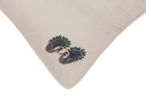 handmade  Pillow Ivory Blue Hand-Woven SQUARE VELVET EMBR pillow