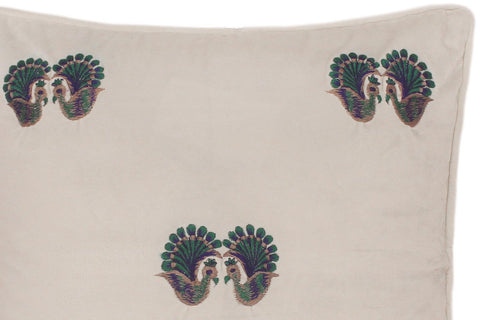 handmade  Pillow Ivory Blue Hand-Woven SQUARE VELVET EMBR pillow