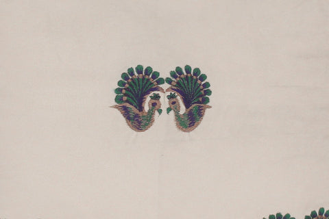 handmade  Pillow Ivory Blue Hand-Woven SQUARE VELVET EMBR pillow