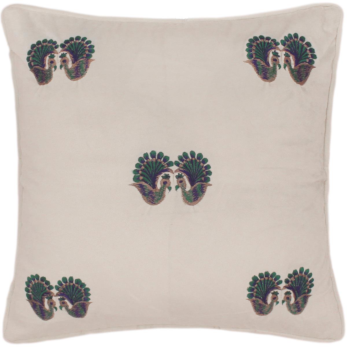 handmade  Pillow Ivory Blue Hand-Woven SQUARE VELVET EMBR pillow