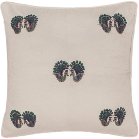 handmade  Pillow Ivory Blue Hand-Woven SQUARE VELVET EMBR pillow