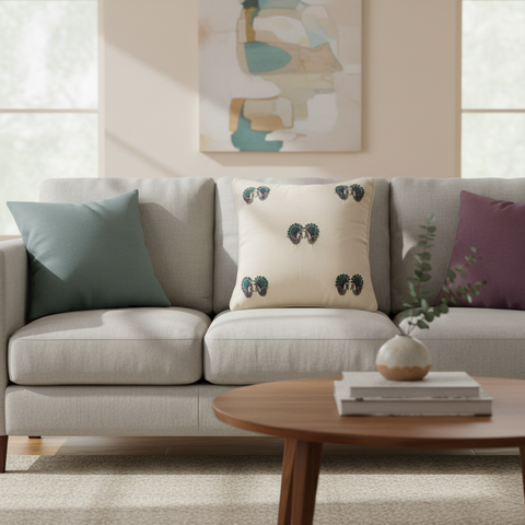 Rustic Metcalfe Hand Embroidered Italian Velvet Pillow