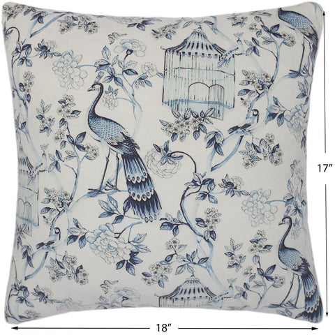 handmade  Pillow Ivory Blue Hand-Woven SQUARE PRINTED VEL pillow