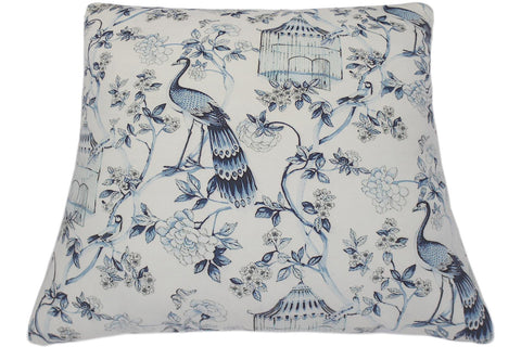 handmade  Pillow Ivory Blue Hand-Woven SQUARE PRINTED VEL pillow