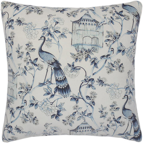 handmade  Pillow Ivory Blue Hand-Woven SQUARE PRINTED VEL pillow