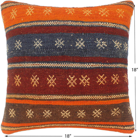 handmade Tribal Turkish Antique Burgundy Rust Hand-Woven SQUARE 100% WOOL pillow
