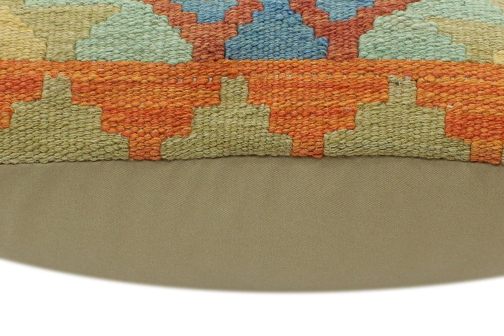 handmade Tribal Turkish Antique Rust Blue Hand-Woven SQUARE 100% WOOL pillow