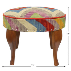 handmade Modern Victorianot Rust Blue Hand-made ROUND Vegetable dyed wool and wood  23'' x 23'' x 18''