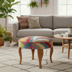 handmade Modern Victorianot Rust Blue Hand-made ROUND Vegetable dyed wool and wood  23'' x 23'' x 18''