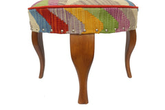 handmade Modern Victorianot Rust Blue Hand-made ROUND Vegetable dyed wool and wood  23'' x 23'' x 18''