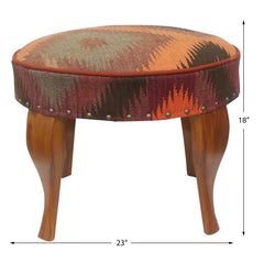 handmade Traditional Victorianot Orange Gray Hand-made ROUND Vegetable dyed wool and wood  