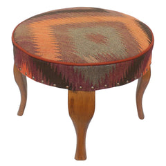 handmade Traditional Victorianot Orange Gray Hand-made ROUND Vegetable dyed wool and wood  