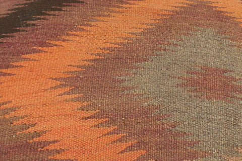 handmade Traditional Victorianot Orange Gray Hand-made ROUND Vegetable dyed wool and wood  