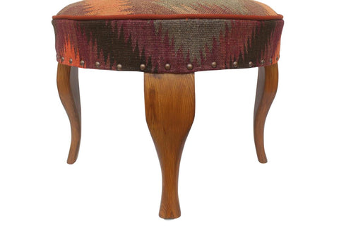 handmade Traditional Victorianot Orange Gray Hand-made ROUND Vegetable dyed wool and wood  