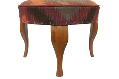 handmade Traditional Victorianot Orange Gray Hand-made ROUND Vegetable dyed wool and wood  