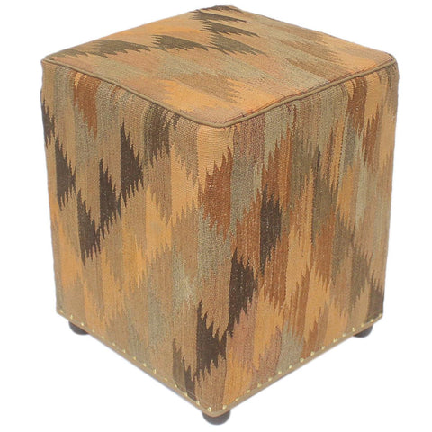 handmade Traditional Ottoman Orange Brown Hand-made SQUARE handmade ottoman pouf