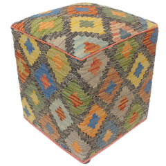 handmade Traditional Ottoman Gray Rust Hand-made SQUARE handmade ottoman pouf
