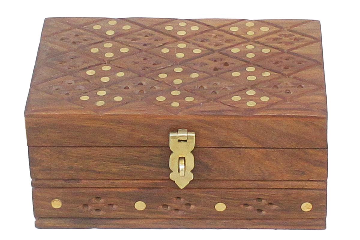 handmade Traditional Jewelrybox Brown Gold Hand-made RECTANGLE WOOD Jewelry Box