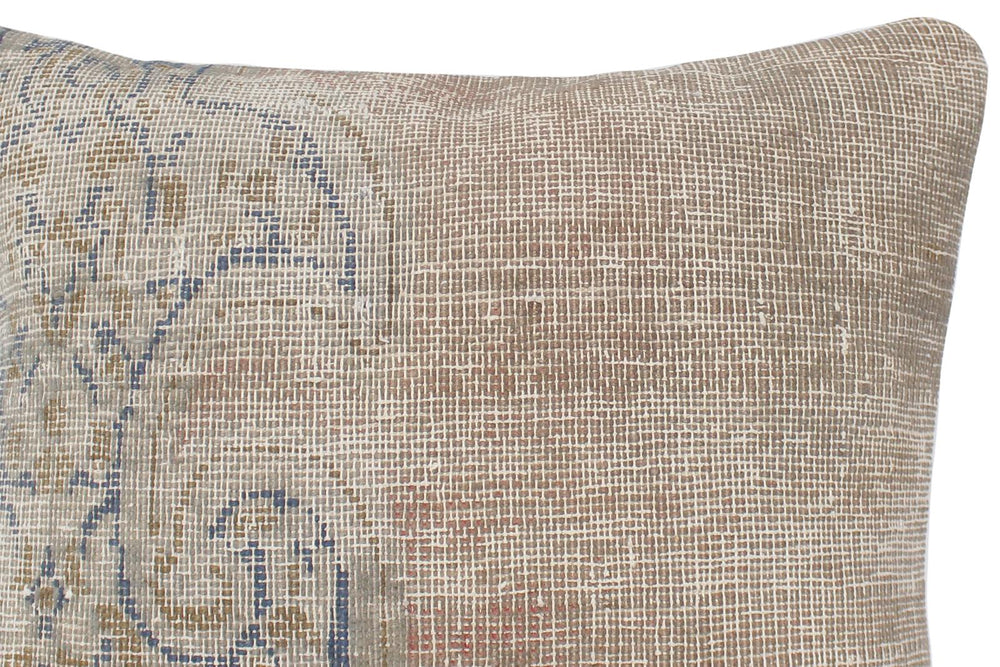 handmade Vintage Pillow Gray Blue Hand-Woven SQUARE 100% WOOL Vintage Pillow