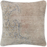 handmade Vintage Pillow Gray Blue Hand-Woven SQUARE 100% WOOL Vintage Pillow