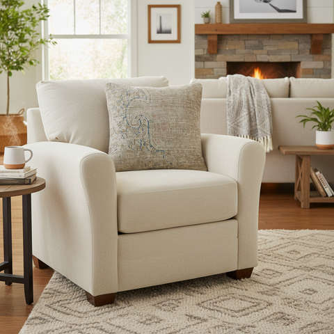 Contemporary Willough Vintage Distressed Handmade Rug Pillow