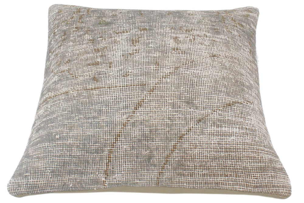 handmade Vintage Pillow Gray Brown Hand-Woven SQUARE 100% WOOL Vintage Pillow