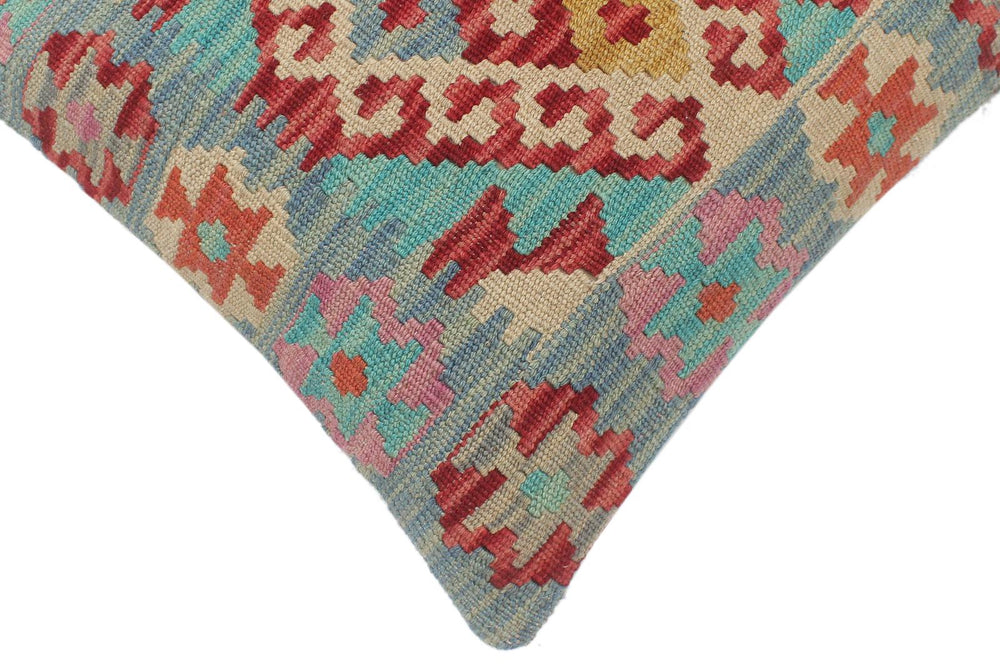 handmade Tribal Turkish Antique Red Blue Hand-Woven SQUARE 100% WOOL pillow