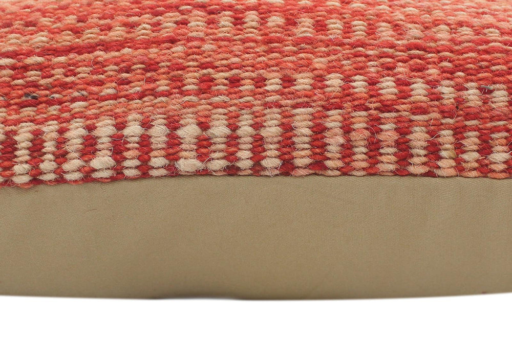 handmade Modern Red Beige Hand-Woven SQUARE 100% WOOL Pillow