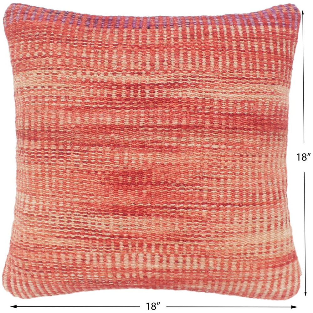 handmade Modern Red Beige Hand-Woven SQUARE 100% WOOL Pillow