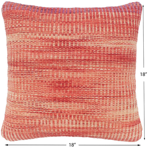 handmade Modern Red Beige Hand-Woven SQUARE 100% WOOL Pillow
