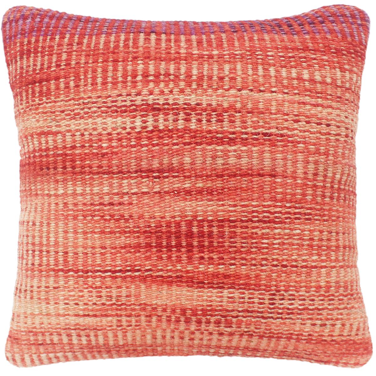 handmade Modern Red Beige Hand-Woven SQUARE 100% WOOL Pillow