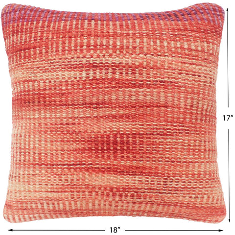 handmade Modern Red Beige Hand-Woven SQUARE 100% WOOL Pillow