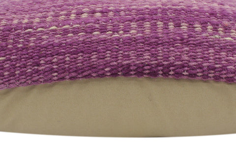 handmade Modern Purple Beige Hand-Woven SQUARE 100% WOOL Pillow