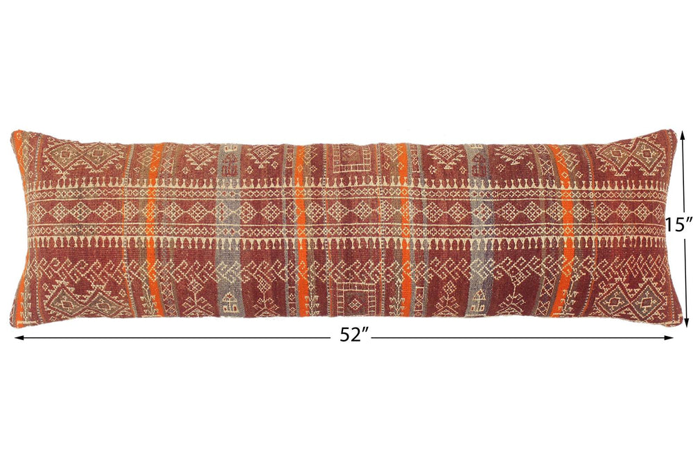 handmade Tribal Burgundy Rust Hand-Woven SQUARE 100% WOOL Pillow