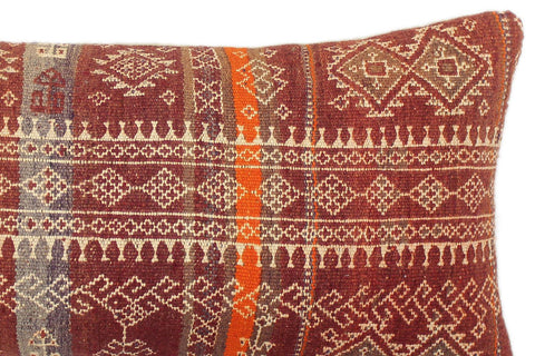 handmade Tribal Burgundy Rust Hand-Woven SQUARE 100% WOOL Pillow
