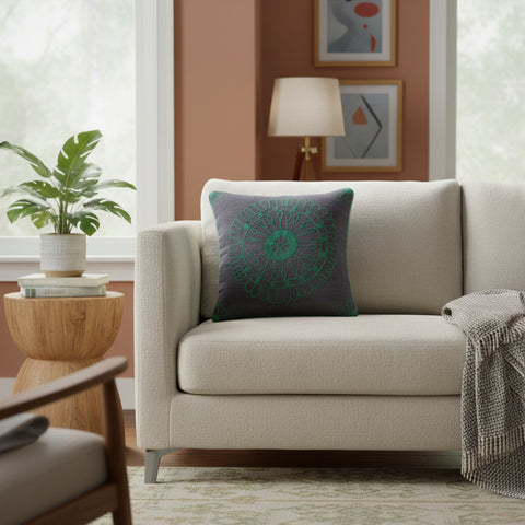 handmade  Pillow Blue Green Hand-Woven SQUARE 100% Wool Suzani Throw Pillow