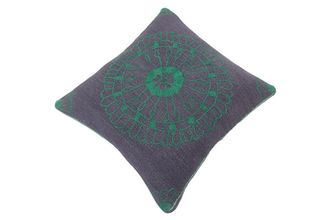 handmade  Pillow Blue Green Hand-Woven SQUARE 100% Wool Suzani Throw Pillow