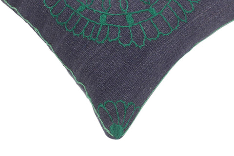 handmade  Pillow Blue Green Hand-Woven SQUARE 100% Wool Suzani Throw Pillow